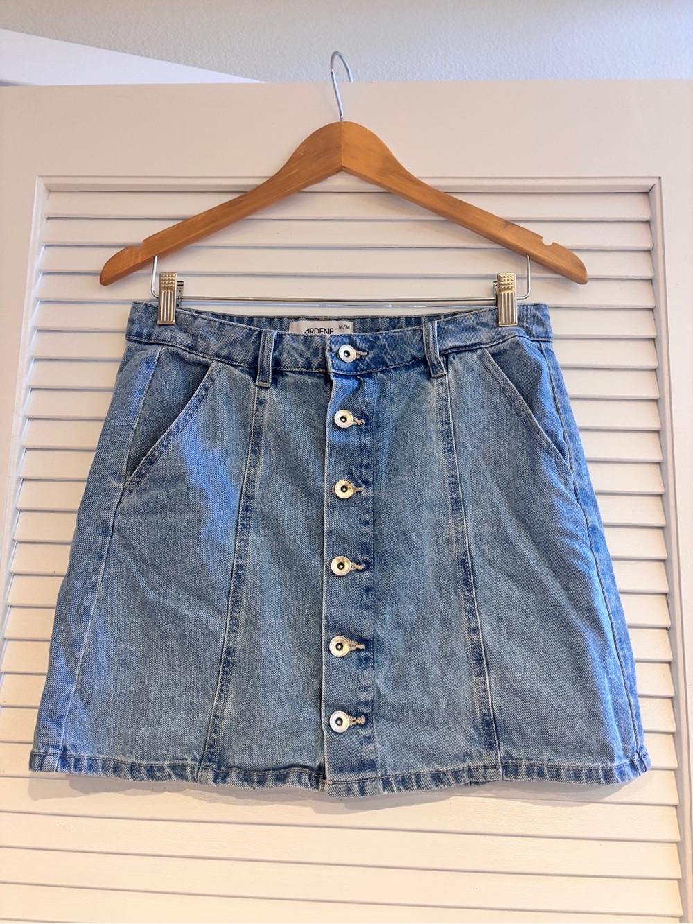 Ardene Light Blue Denim Button-Front A-Line Skirt